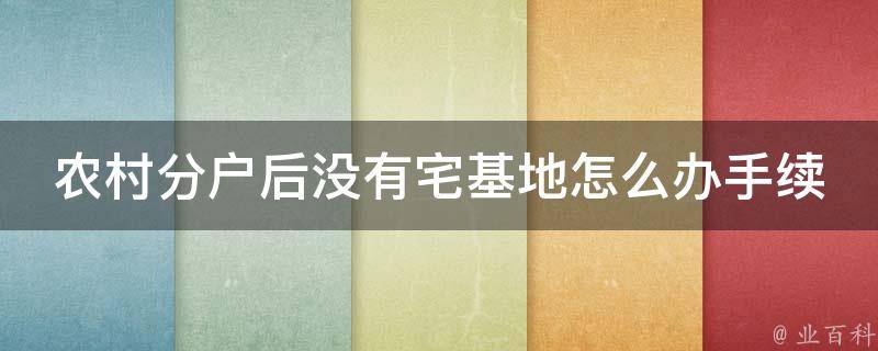 农村分户后没有宅基地怎么办手续_详细解答+办理流程