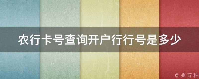 农行卡号查询开户行行号是多少_详细教程及注意事项