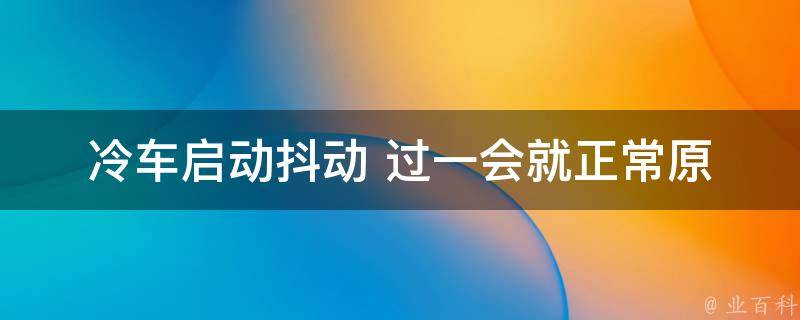 冷车启动抖动 过一会就正常_原因分析及解决方法