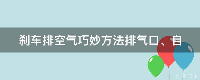 刹车排空气巧妙方法_排气口、自行处理、车辆保养