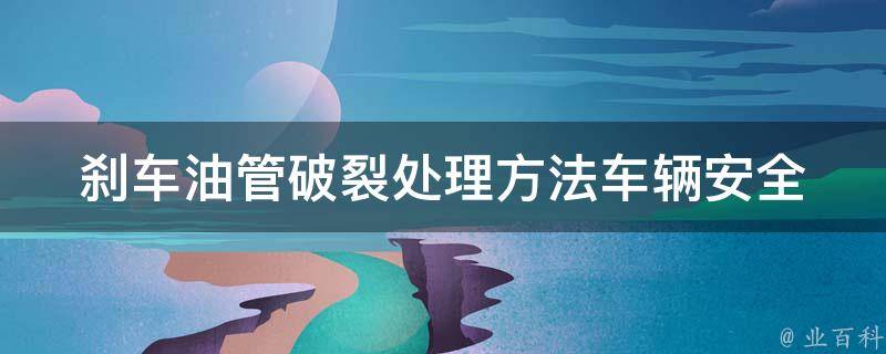 刹车油管破裂处理方法_车辆安全必备，教你应对刹车油管破裂的有效方法