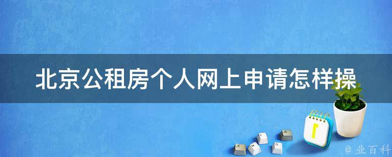 北京公租房个人网上申请_怎样操作才能快速完成申请流程