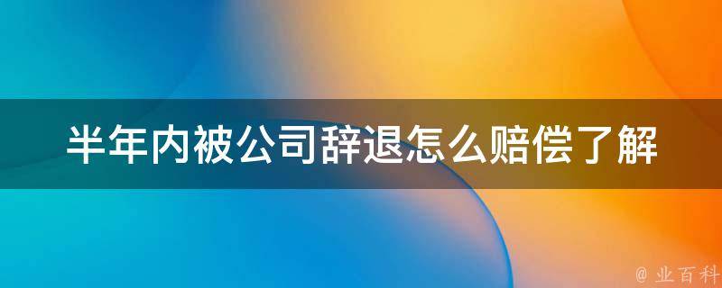 半年内被公司辞退怎么赔偿_了解法律规定及实际操作步骤