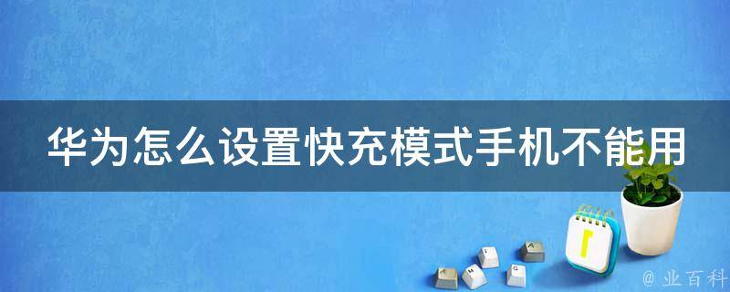 华为怎么设置快充模式手机不能用_详解华为手机快充模式设置及解决不能快充问题