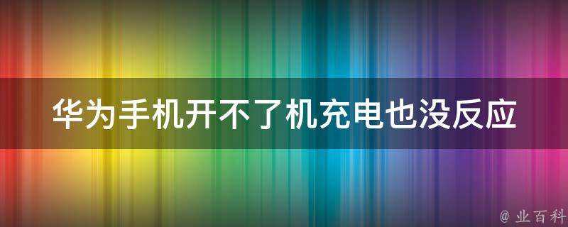 华为手机开不了机充电也没反应 