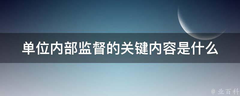 单位内部监督的关键内容是什么 