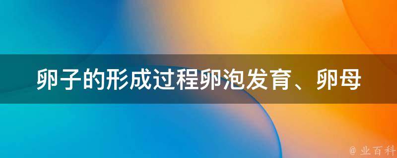 卵子的形成过程_卵泡发育、卵母细胞分裂、卵子成熟