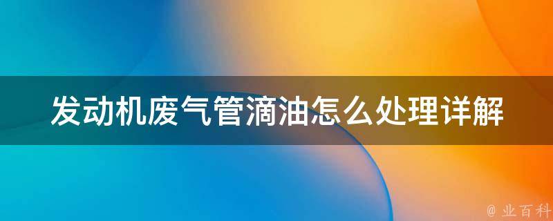 发动机废气管滴油怎么处理_详解废气管滴油原因及解决方法