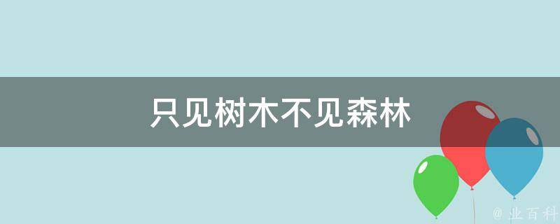 只见树木不见森林 