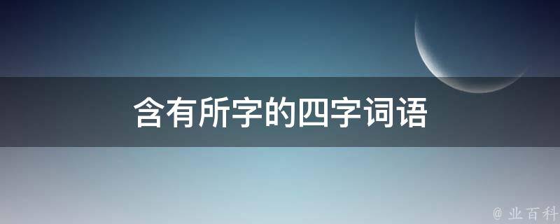 含有所字的四字词语 