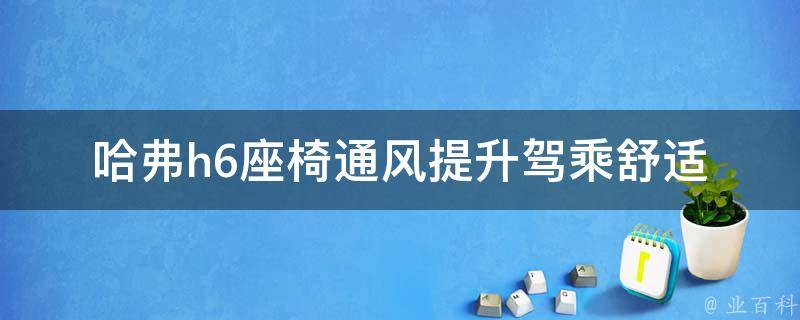 哈弗h6座椅通风_提升驾乘舒适度的必备装备