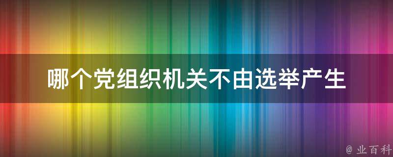 哪个党组织机关不由选举产生 