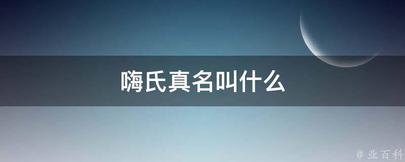 嗨氏真名叫什么 