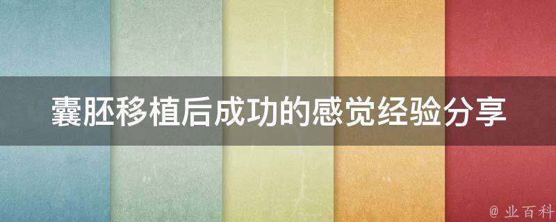 囊胚移植后成功的感觉_经验分享、体验心得、好孕率提高、成功率提升