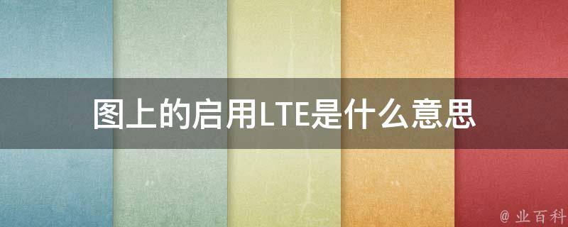 图上的启用LTE是什么意思 