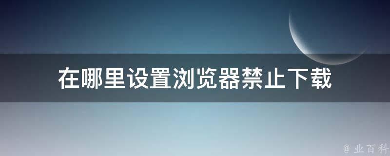 在哪里设置浏览器禁止下载 