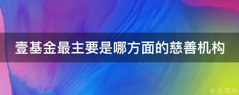 壹基金最主要是哪方面的慈善机构 