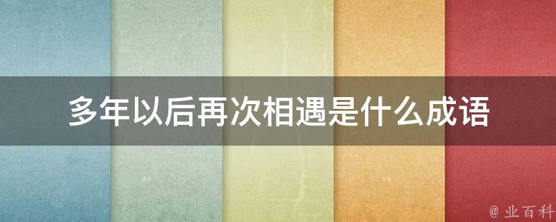 多年以后再次相遇是什么成语 