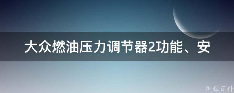 大众燃油压力调节器2_功能、安装、维修详解