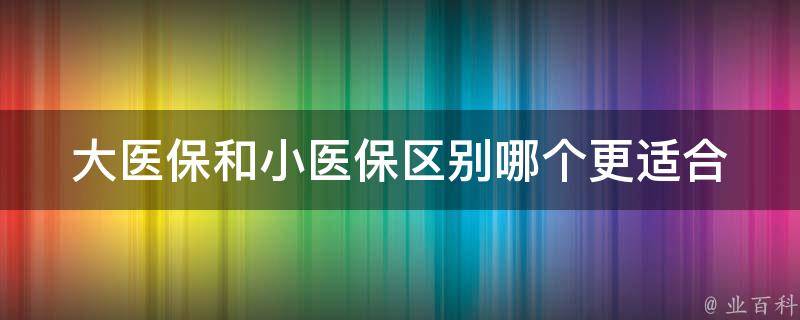 大医保和小医保区别_哪个更适合你的医疗保障需求