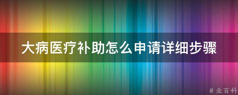 大病医疗补助怎么申请_详细步骤解析