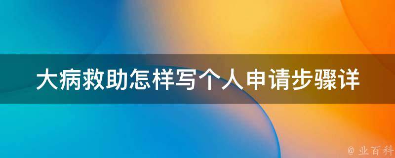 大病救助怎样写个人申请_步骤详解