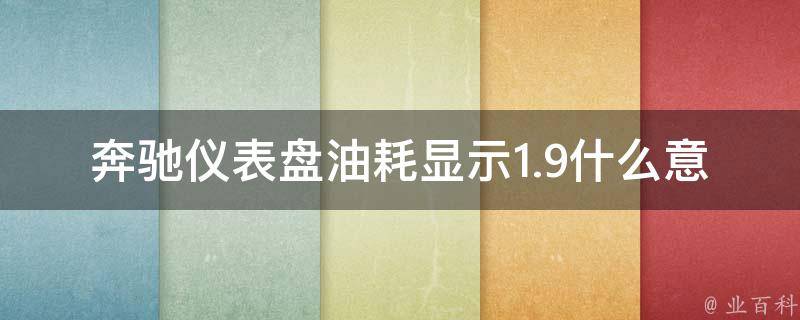 奔驰仪表盘油耗显示1.9什么意思呀教学