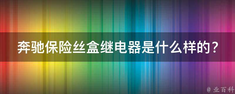 奔驰保险丝盒继电器是什么样的？详细解析内部结构和作用！