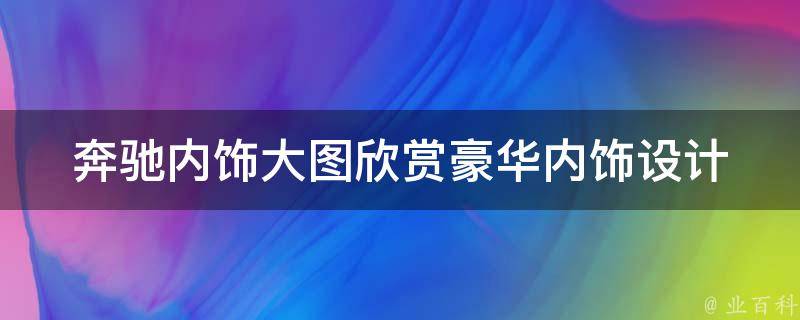 奔驰内饰大图欣赏_豪华内饰设计+高清大图赏析