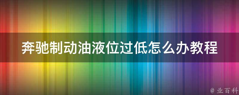 奔驰制动油液位过低怎么办教程_详细解决方法及常见故障排除