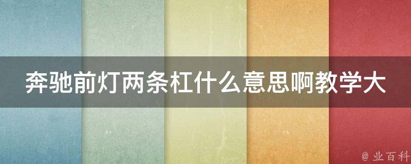 奔驰前灯两条杠什么意思啊教学大全