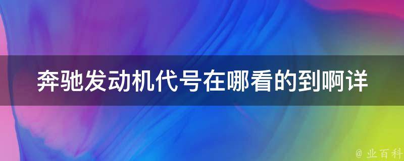 奔驰发动机代号在哪看的到啊(详解奔驰发动机代号的含义和查看方法)