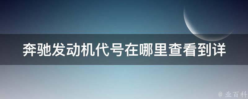 奔驰发动机代号在哪里查看到(详解奔驰车型发动机代号查询方法)