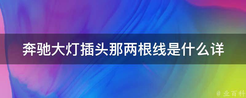 奔驰大灯插头那两根线是什么_详解奔驰大灯插头线路及功能