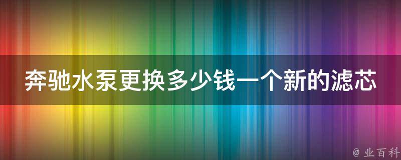 奔驰水泵更换多少钱一个新的滤芯(详解奔驰水泵维修费用及滤芯更换方法)