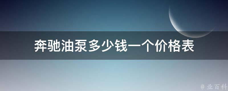 奔驰油泵多少钱一个**表