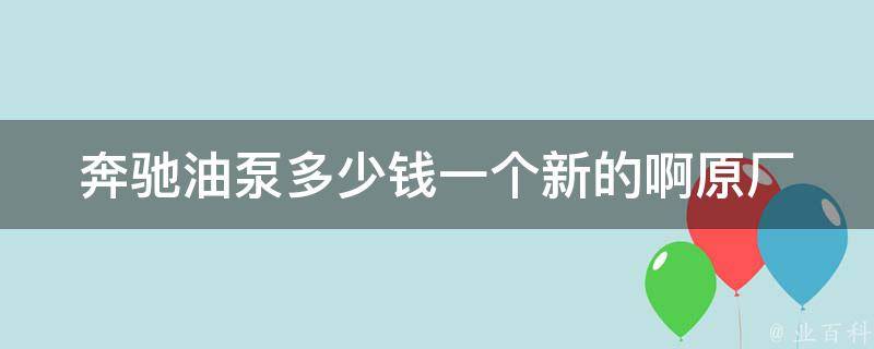 奔驰油泵多少钱一个新的啊(原厂**及安装维护全攻略)