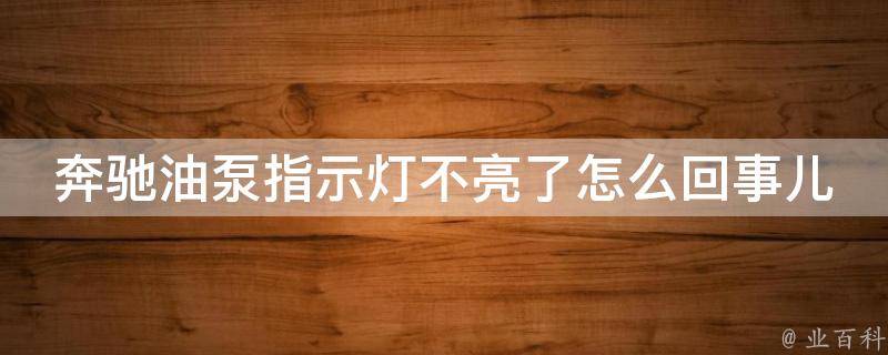 奔驰油泵指示灯不亮了怎么回事儿_详解奔驰车油泵故障的原因和解决方法