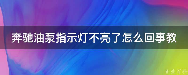 奔驰油泵指示灯不亮了怎么回事教程