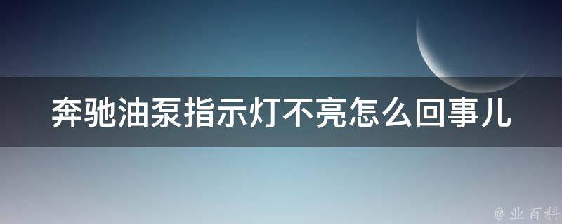 奔驰油泵指示灯不亮怎么回事儿_解决方法大全