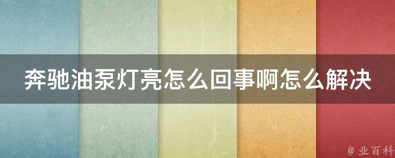 奔驰油泵灯亮怎么回事啊怎么解决讲解（详解奔驰油泵故障的原因和解决方法）