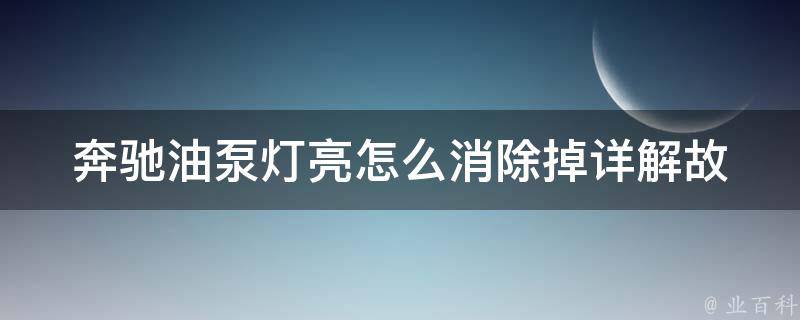 奔驰油泵灯亮怎么消除掉(详解故障原因及解决方法)