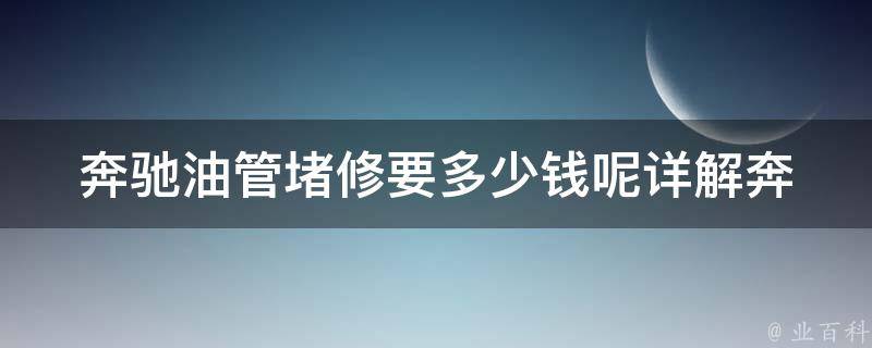 奔驰油管堵修要多少钱呢(详解奔驰油管堵塞原因及修理费用参考)