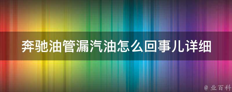 奔驰油管漏汽油怎么回事儿_详细解析奔驰汽车油管漏油原因及解决方法