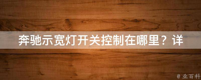 奔驰示宽灯开关控制在哪里？(详解奔驰车灯控制系统)