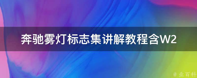 奔驰雾灯标志集讲解教程(含W204、W205、W212等系列车型)