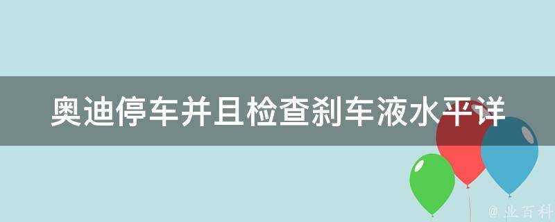 奥迪停车并且检查刹车液水平_详解奥迪车主必须掌握的停车技巧与检查刹车液水平方法