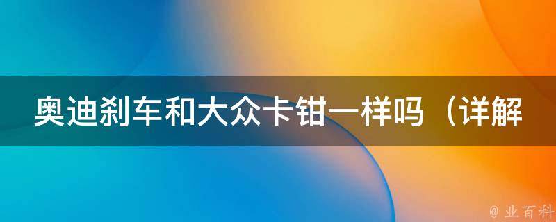 奥迪刹车和大众卡钳一样吗_详解奥迪与大众刹车系统的异同