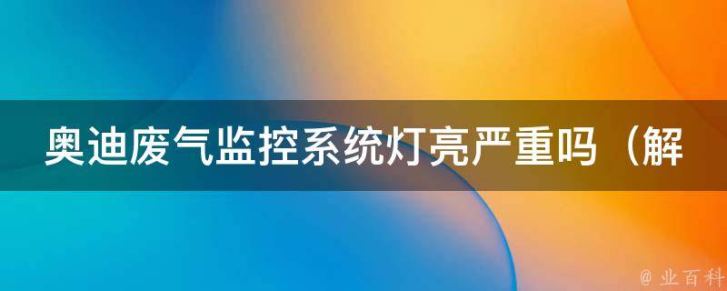 奥迪废气监控系统灯亮严重吗_解决方法大揭秘