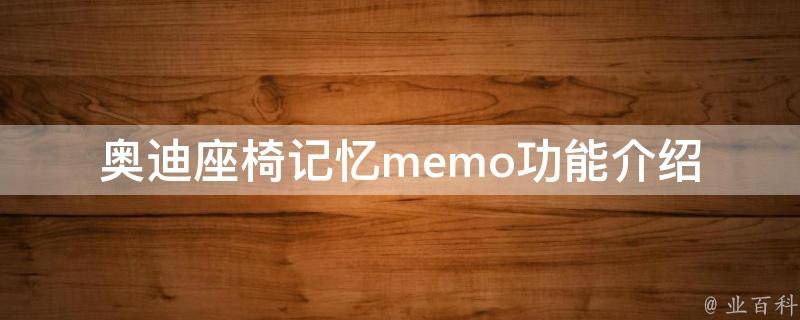 奥迪座椅记忆memo_功能介绍及使用方法